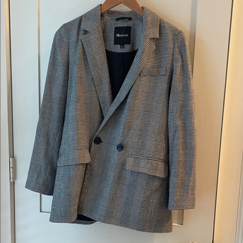 Madewell Oversized Houndstooth Black and White Blazer